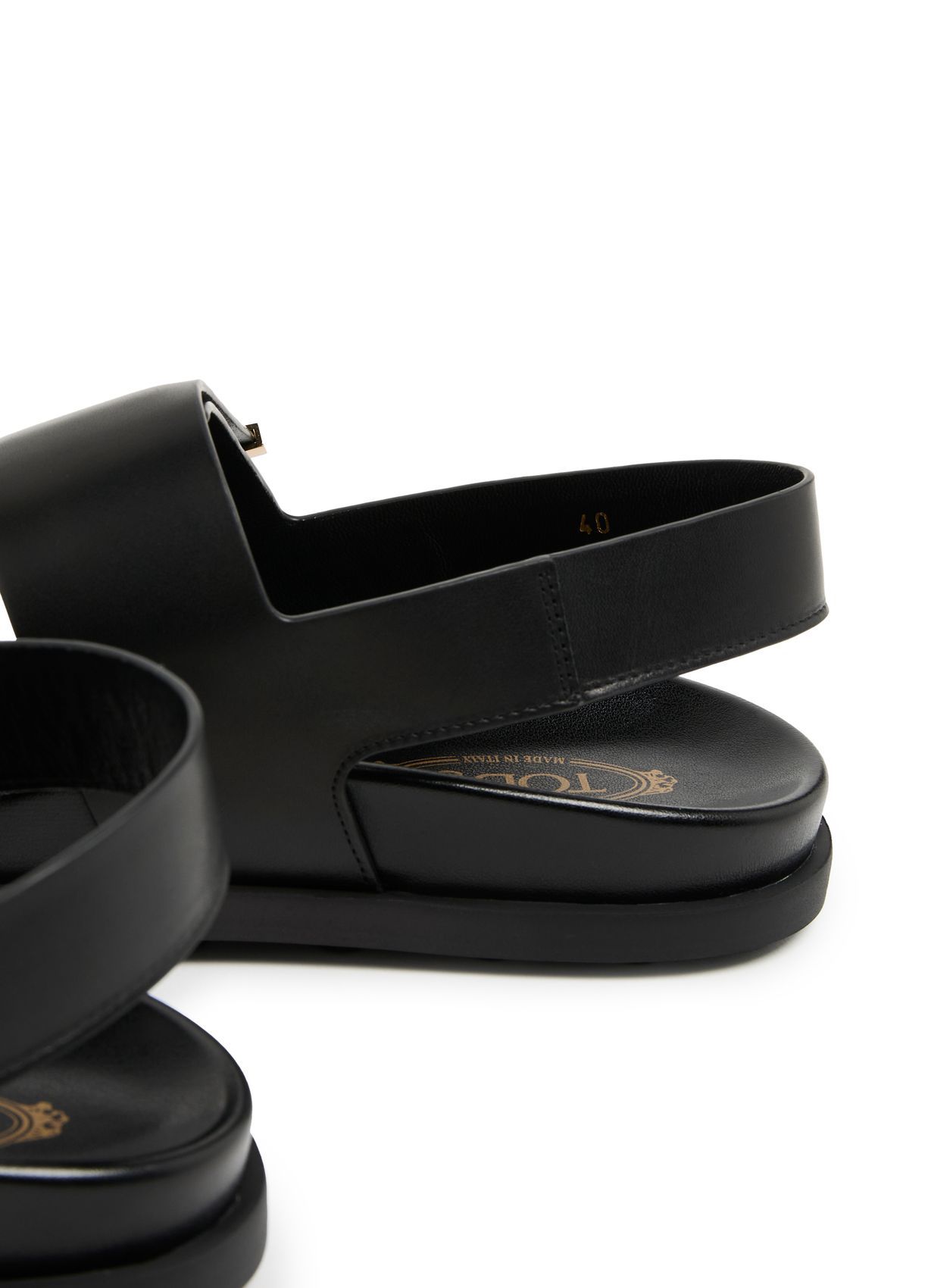 Shop Tod's Round Toe Flat Sandals In Black