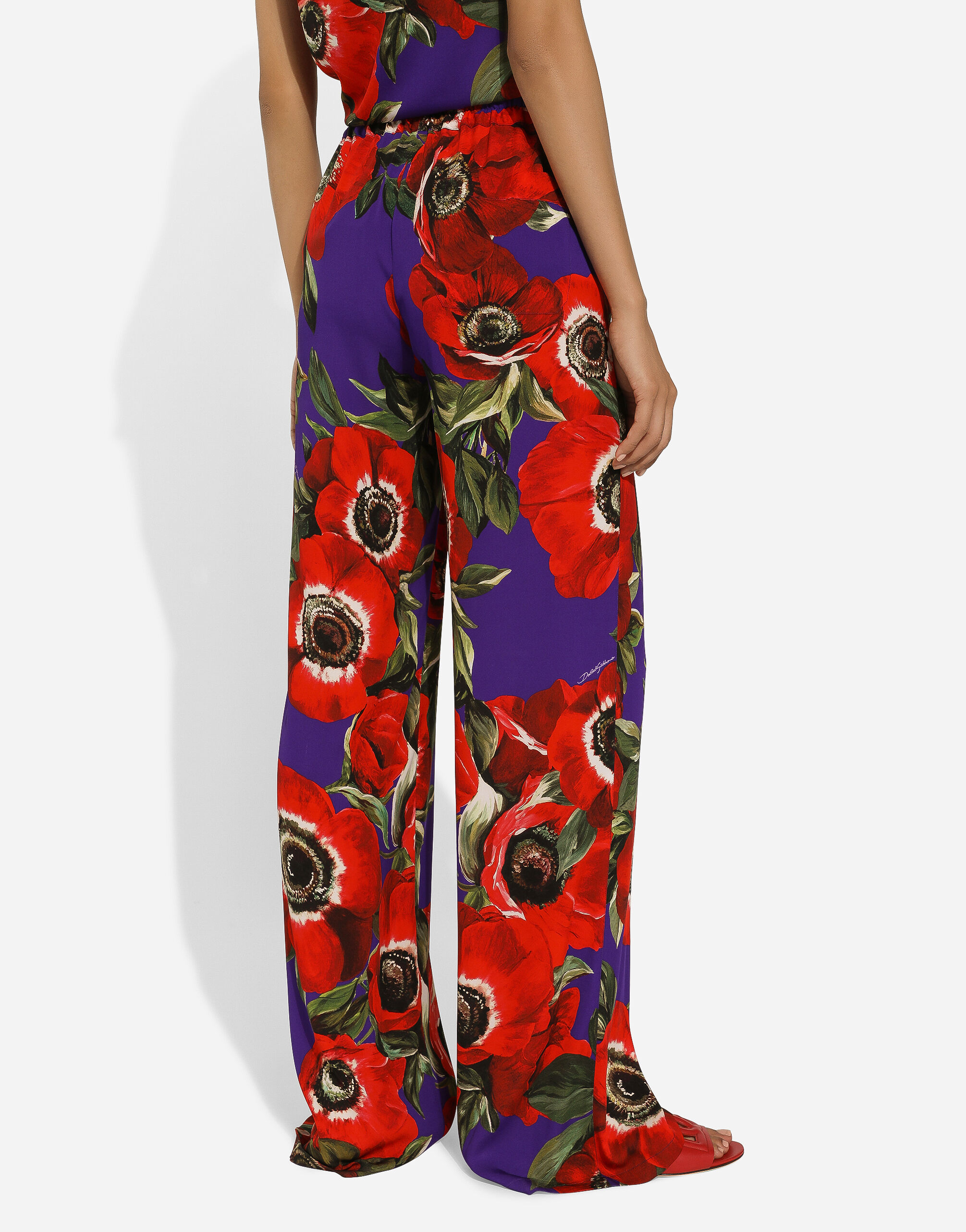 DOLCE & GABBANA FLORAL-PRINT DRAWSTRING-WAISTBAND PALAZZO PANTS 