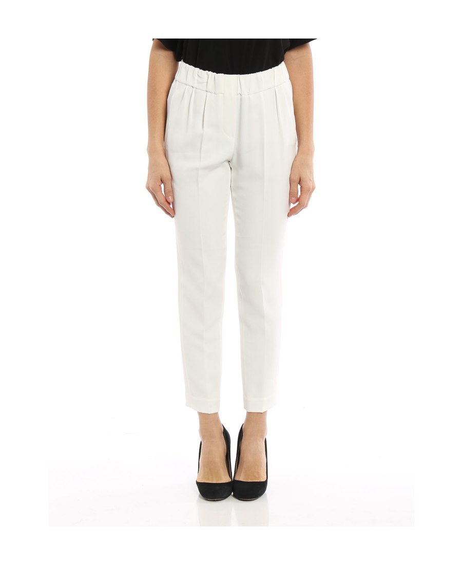 Brunello Cucinelli Woman Pants Light Grey Size 10 Cotton, Brass In White