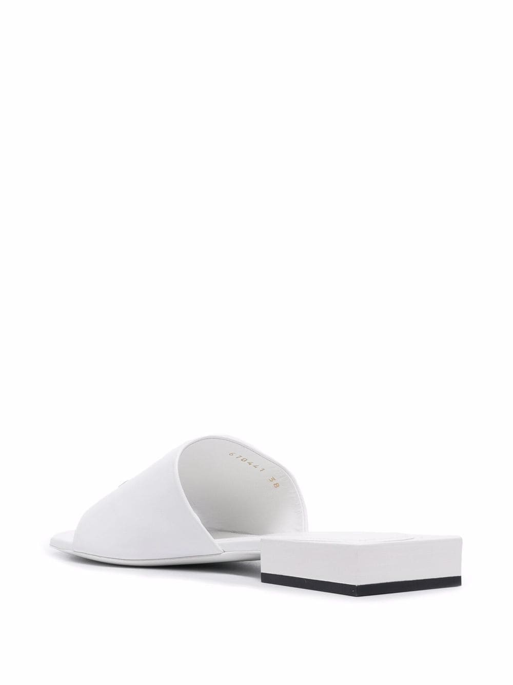 Balenciaga Box Mule Leather Sandals In White