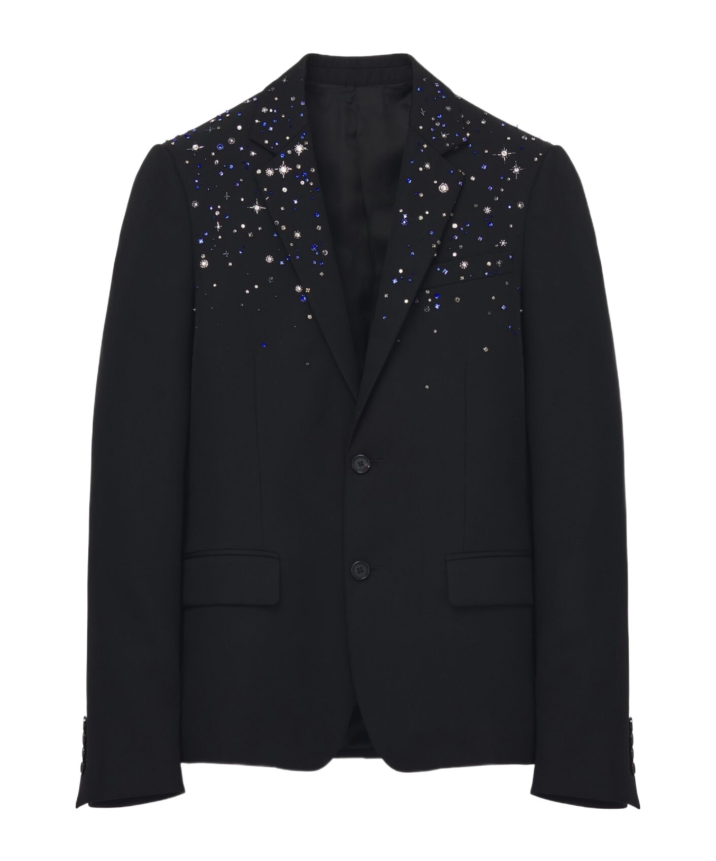 Alexander Mcqueen Single Breasted Crystal Embellished Jacket In Black