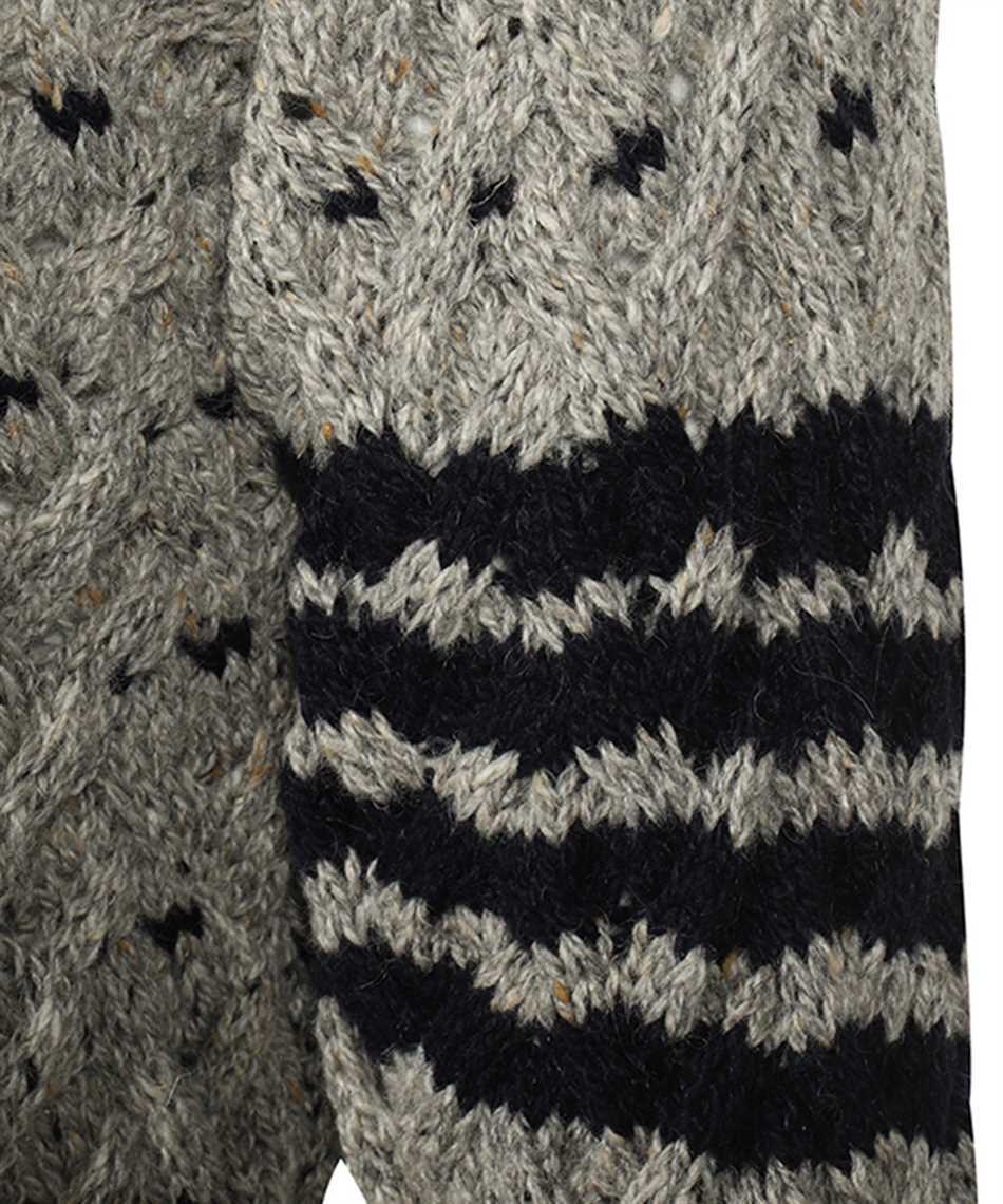 Thom Browne 4-bar Stripes Cable Knit Cardigan In Gray