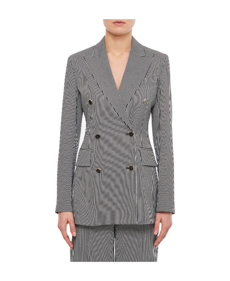 Max Mara Peak-lapel Striped Blazer In Blue