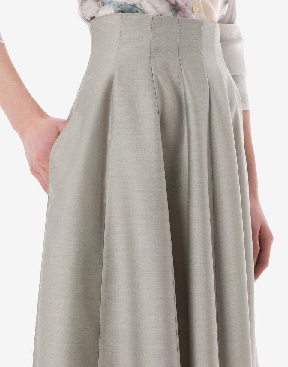 Alberta Ferretti Midi Skirt In Wool And Silk In Gray
