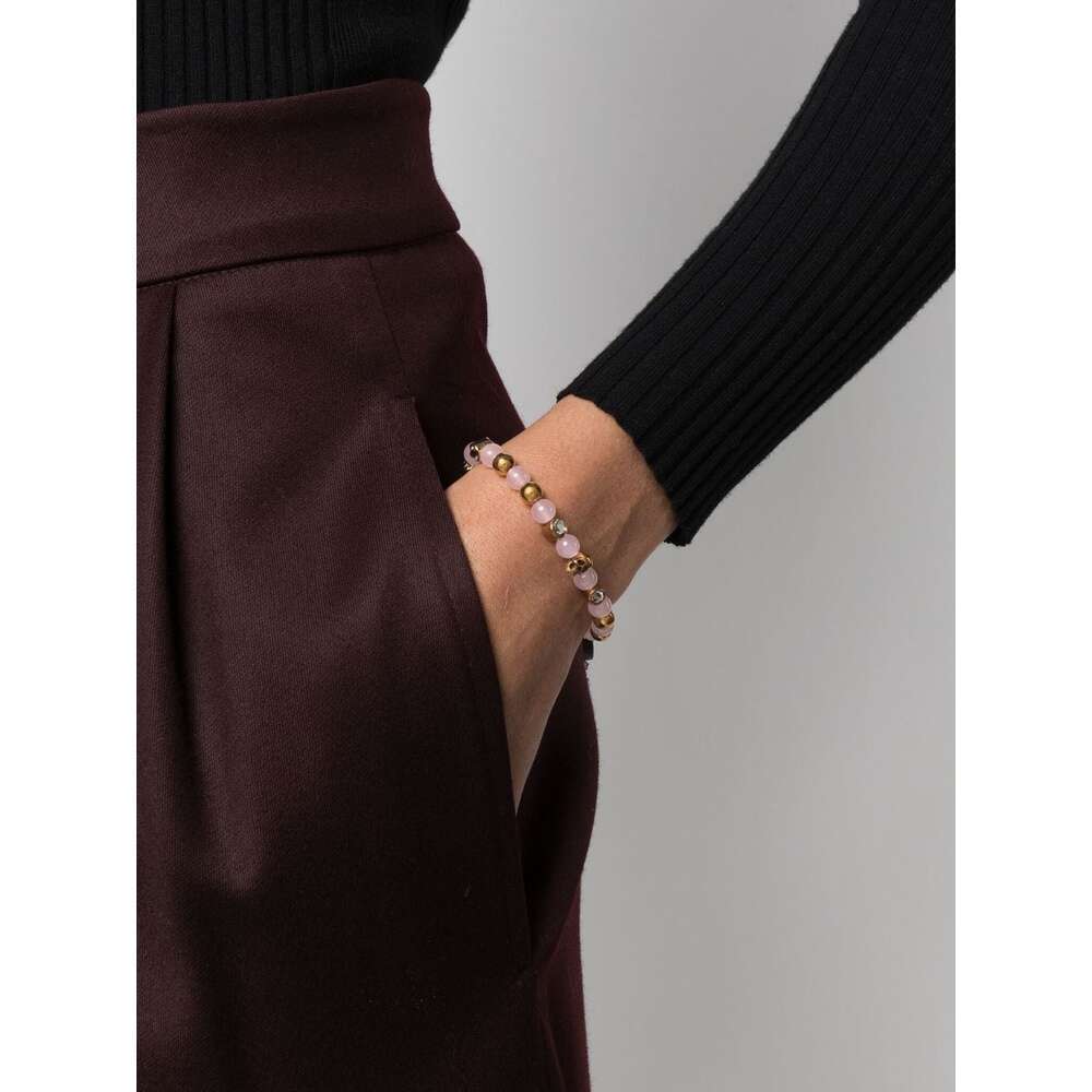 Alexander Mcqueen Skull-charm Bead Bracelet In Pink