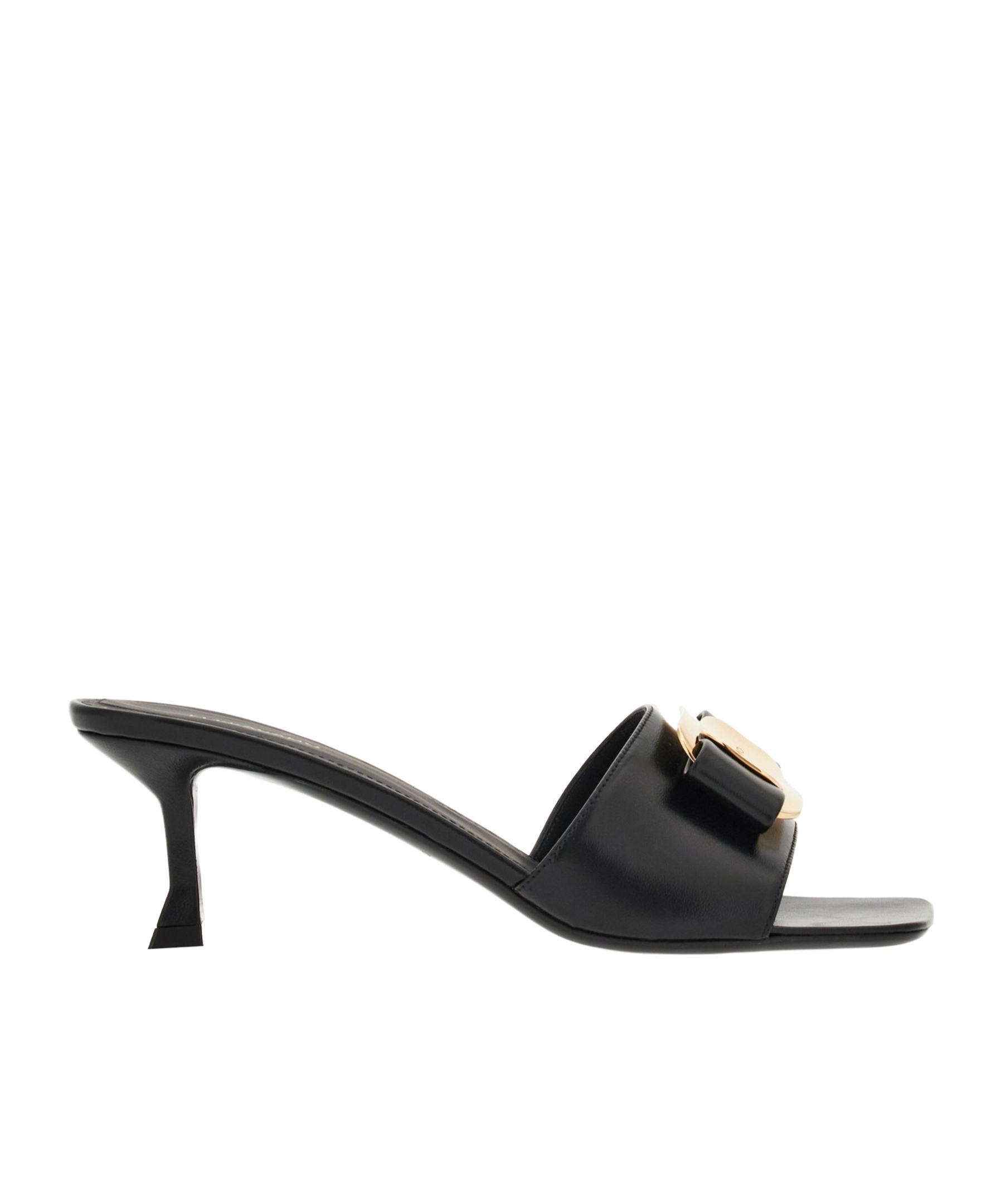 Ferragamo Zelie 55 Vara Plate Leather Sandals In Black