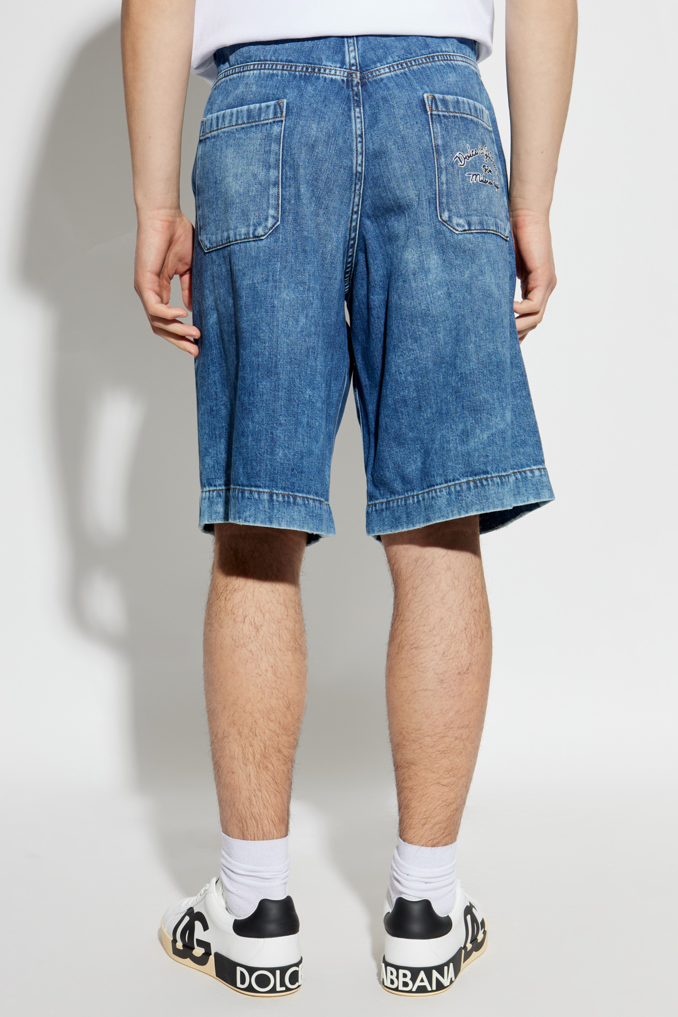 Dolce & Gabbana Light Blue Denim Bermuda Shorts In Blue