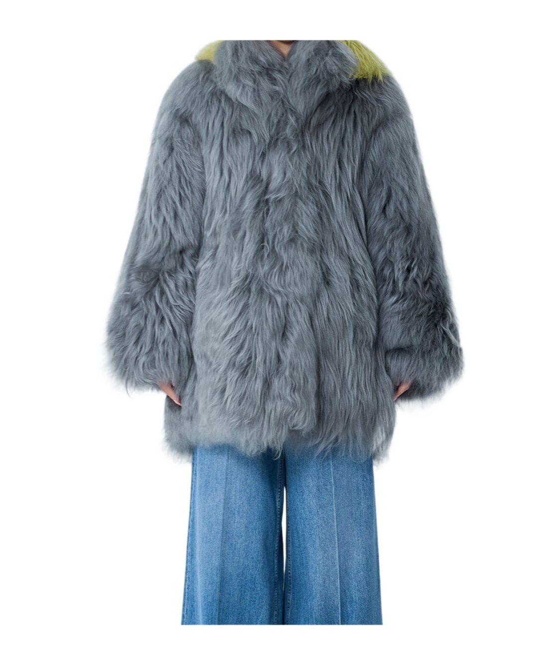 Marni Long Sleeved Shearling Short Jacket In Blue