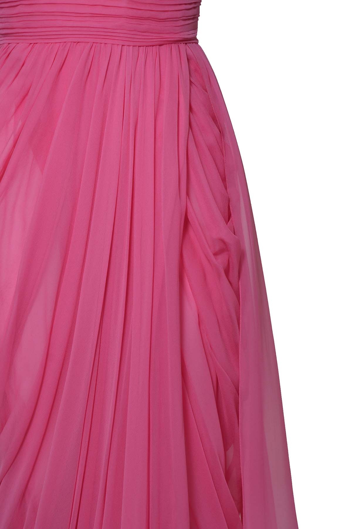 Alberta Ferretti Draped Tulle Silk Gown In Pink