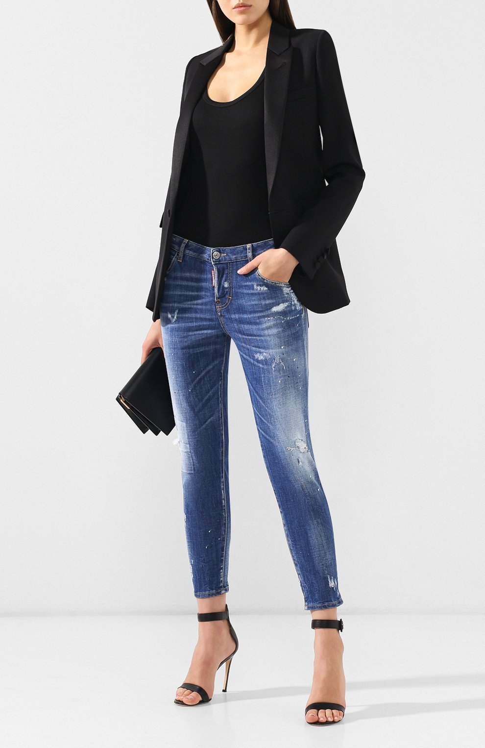 Dsquared2 Logo Details Jeans In Blue
