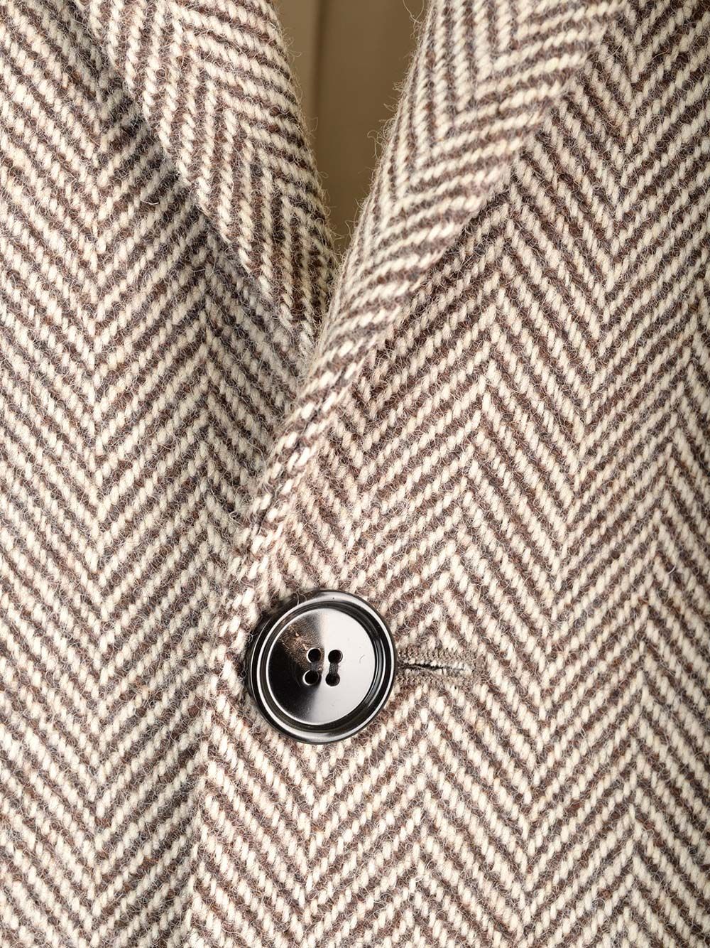 Shop Ami Alexandre Mattiussi Ami Paris Herringbone Button-up Coat In Nude