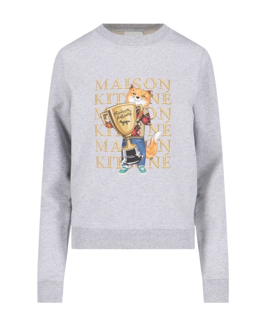 Shop Maison Kitsuné Fox Champion Cotton Sweatshirt In Gray