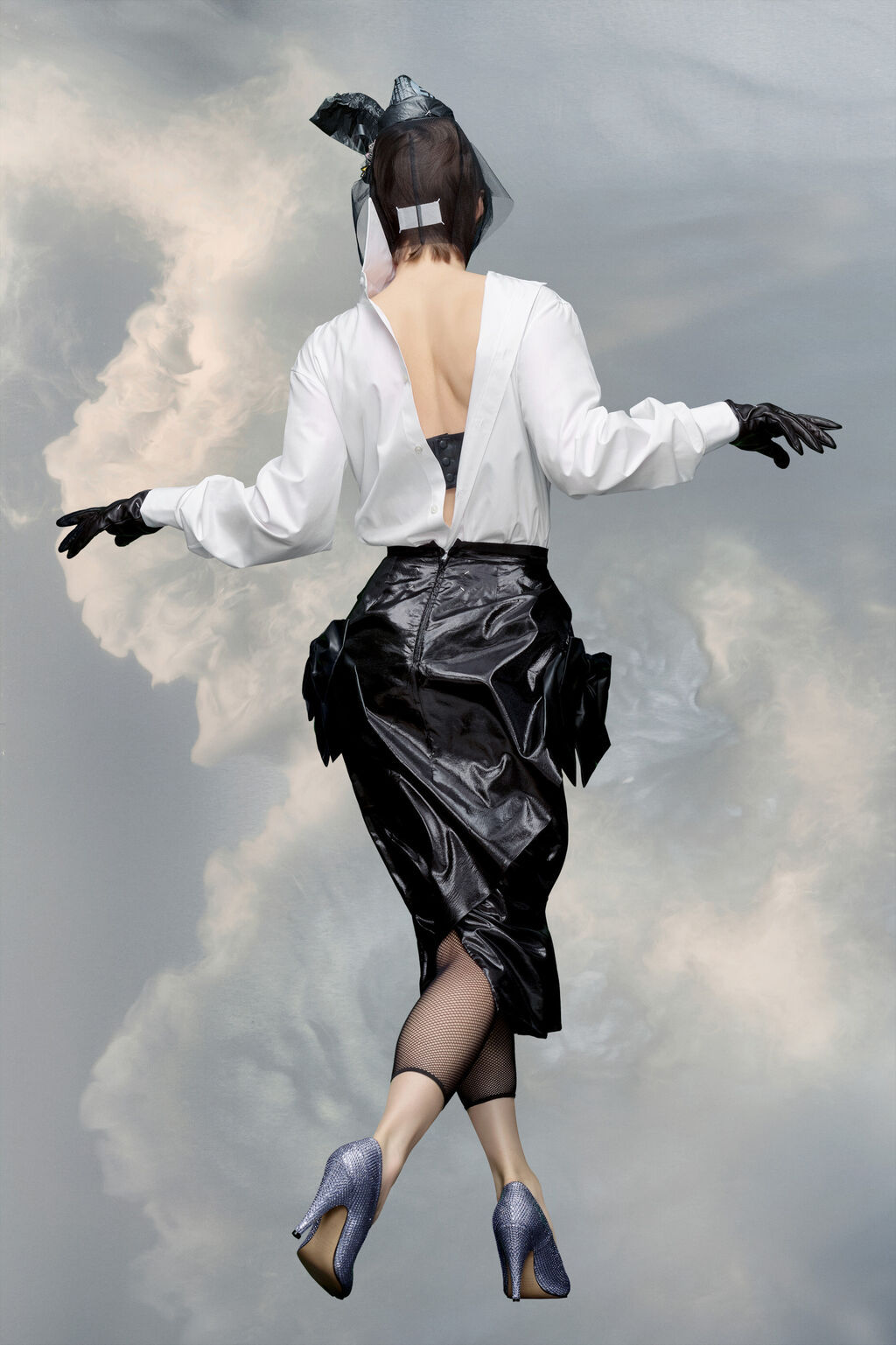 Maison Margiela Black Coated Midi Skirt In Black