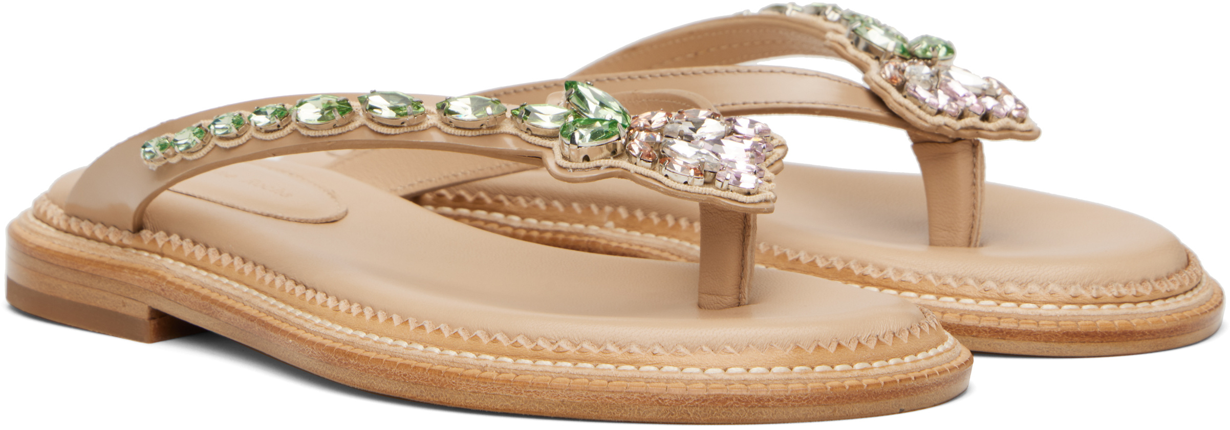 Simone Rocha Embellished Flower Flip-flops In Brown