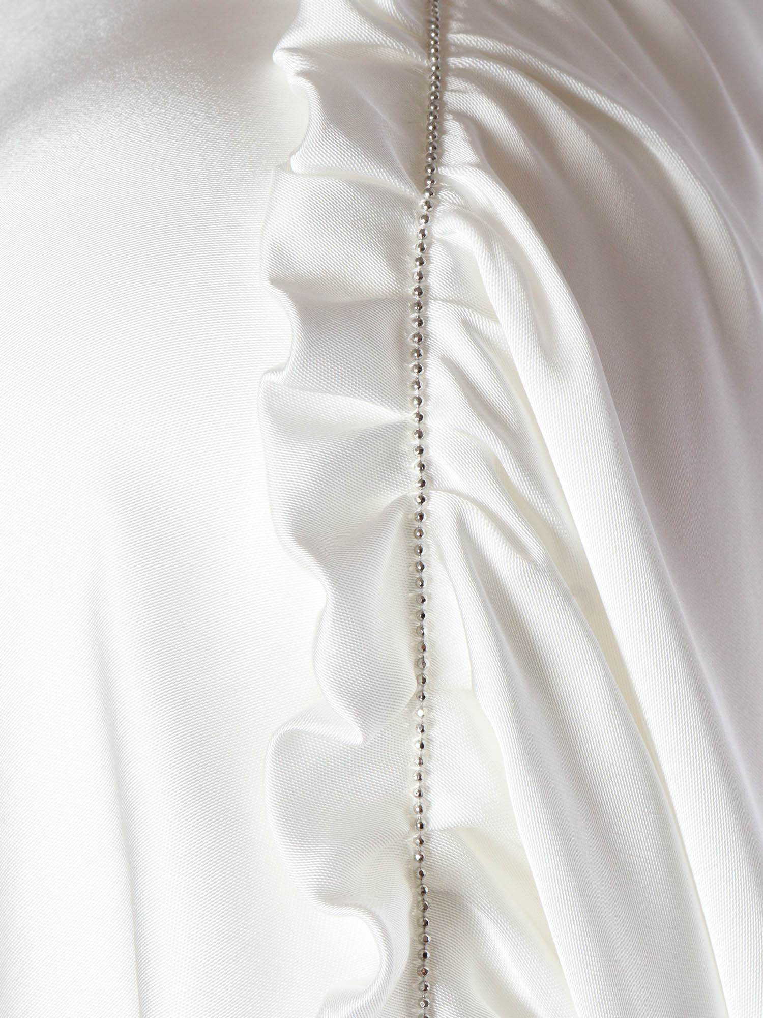 Fabiana Filippi Viscose Satin Top With Gathered Shoulder And Filo Diamante