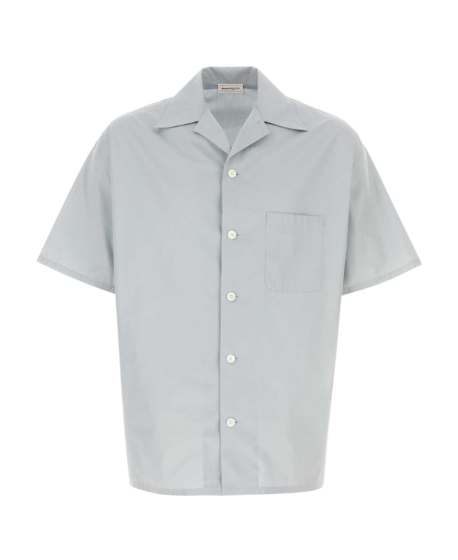 Alexander Mcqueen Logo-print Short-sleeved Shirt In Gray