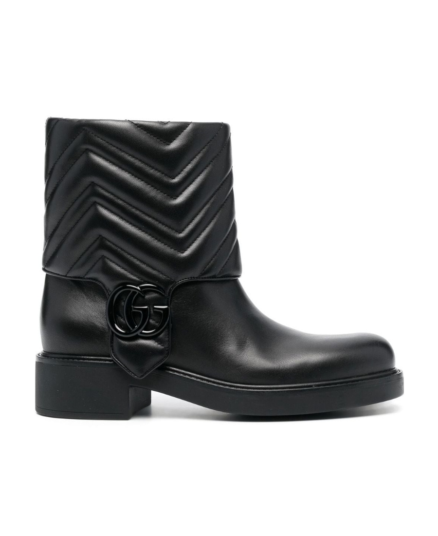 Gucci Quilted Leather Ankle Boots With Low Heel In Black
