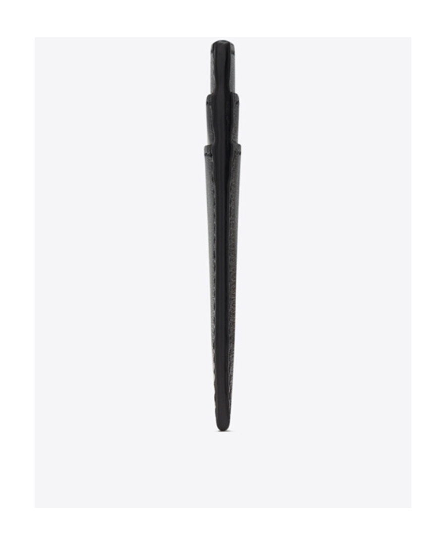 Saint Laurent Tiny Cassandre Leather Cardholder In Black