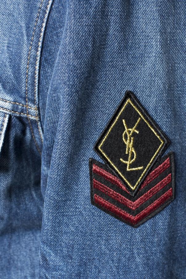 Shop Saint Laurent Make An Old Denim Coat In Blue