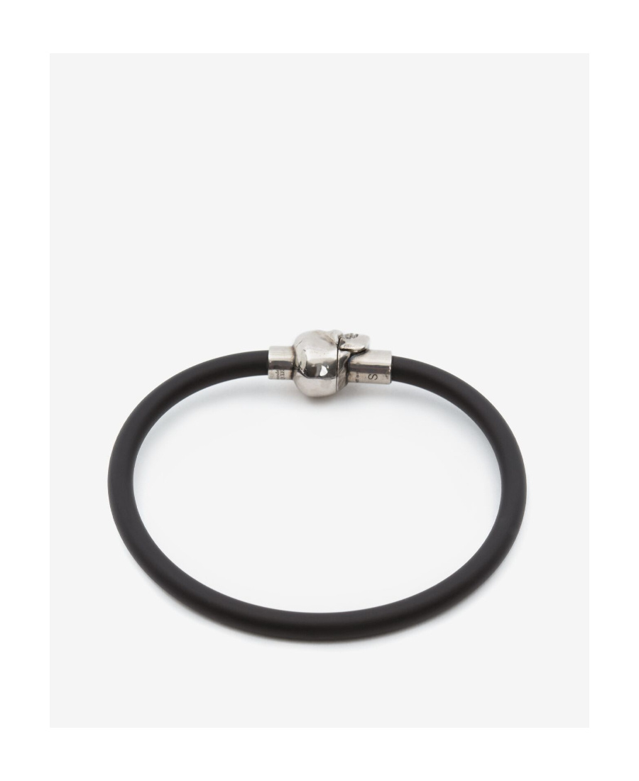 Alexander Mcqueen Rubber Cord Skull Bracelet In Black