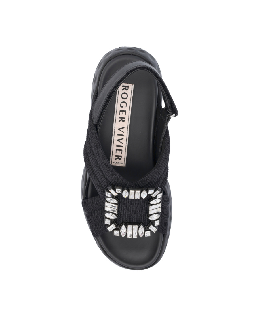 Roger Vivier 40mm Viv Run Scuba Sandals In Black