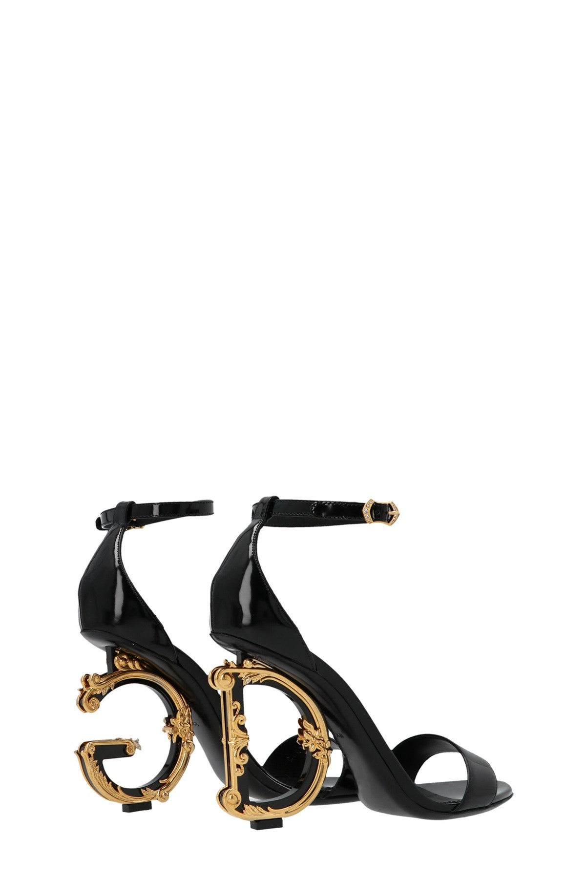 Shop Dolce & Gabbana Baroque Calfskin Sandals In Black
