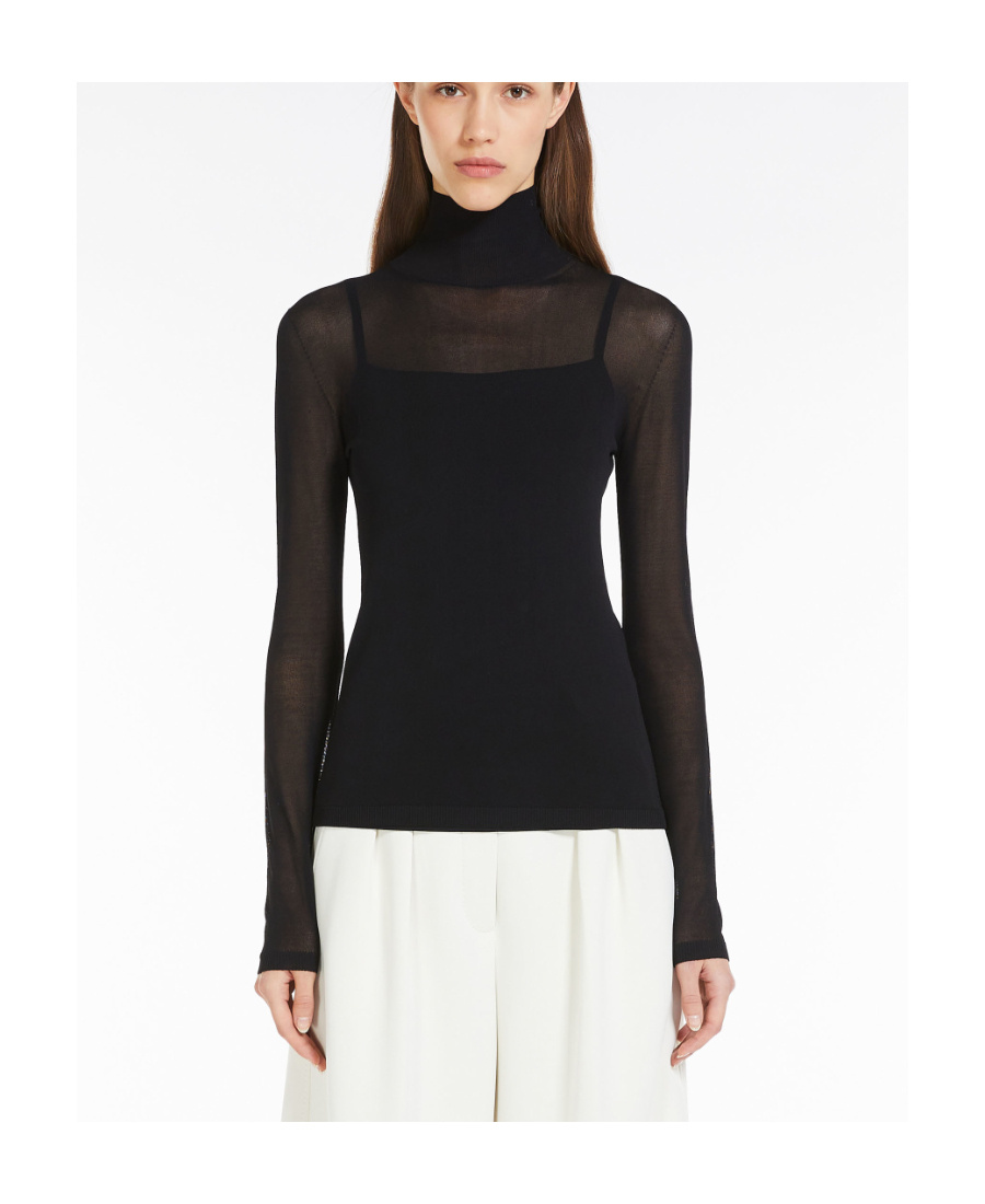 Max Mara Viscose High-necked Sweater In Black