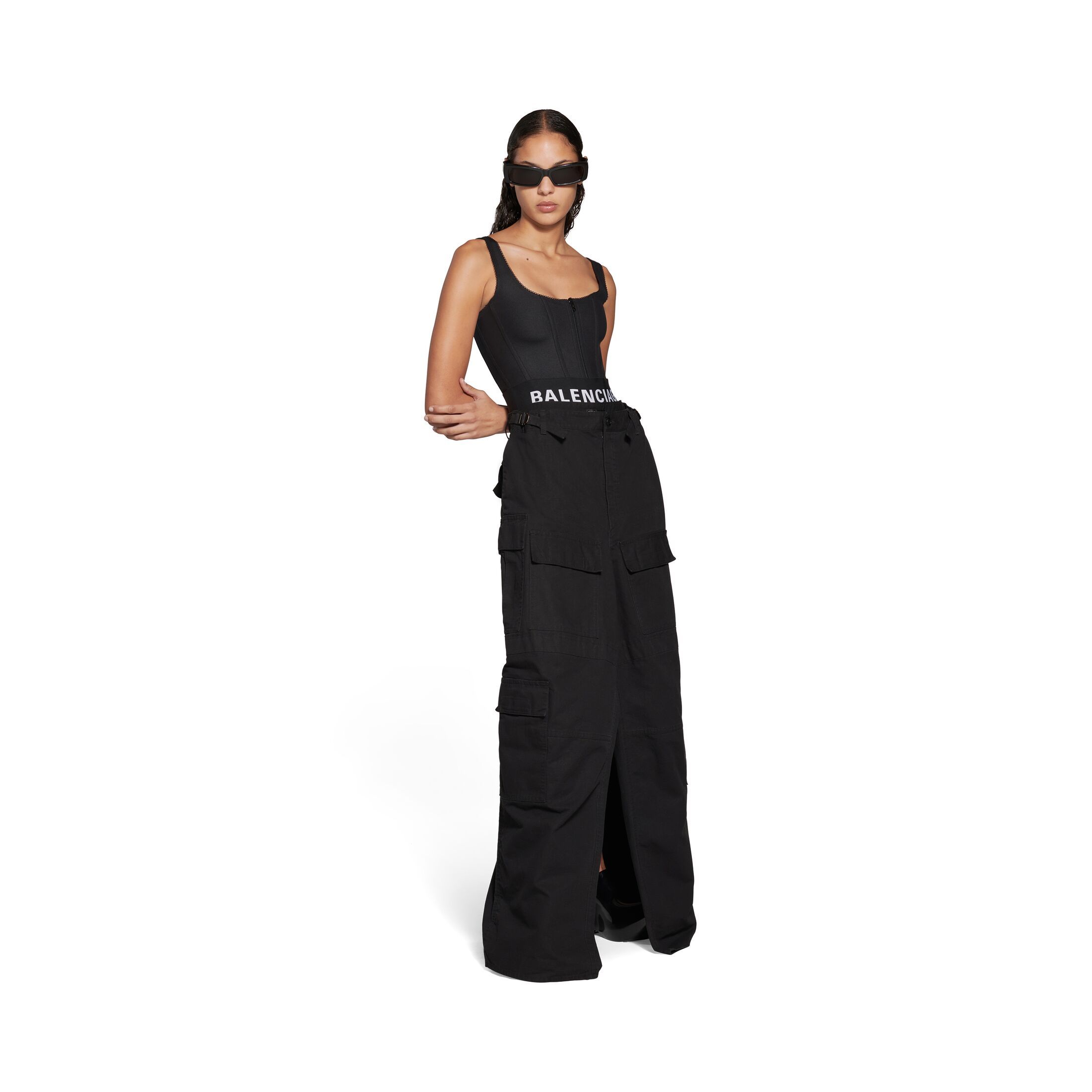 Balenciaga Cargo-pockets Slit Skirt In Black