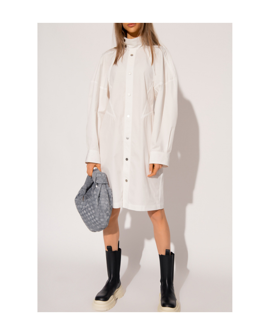 Bottega Veneta Long Sleeved Shirt Dress In Black
