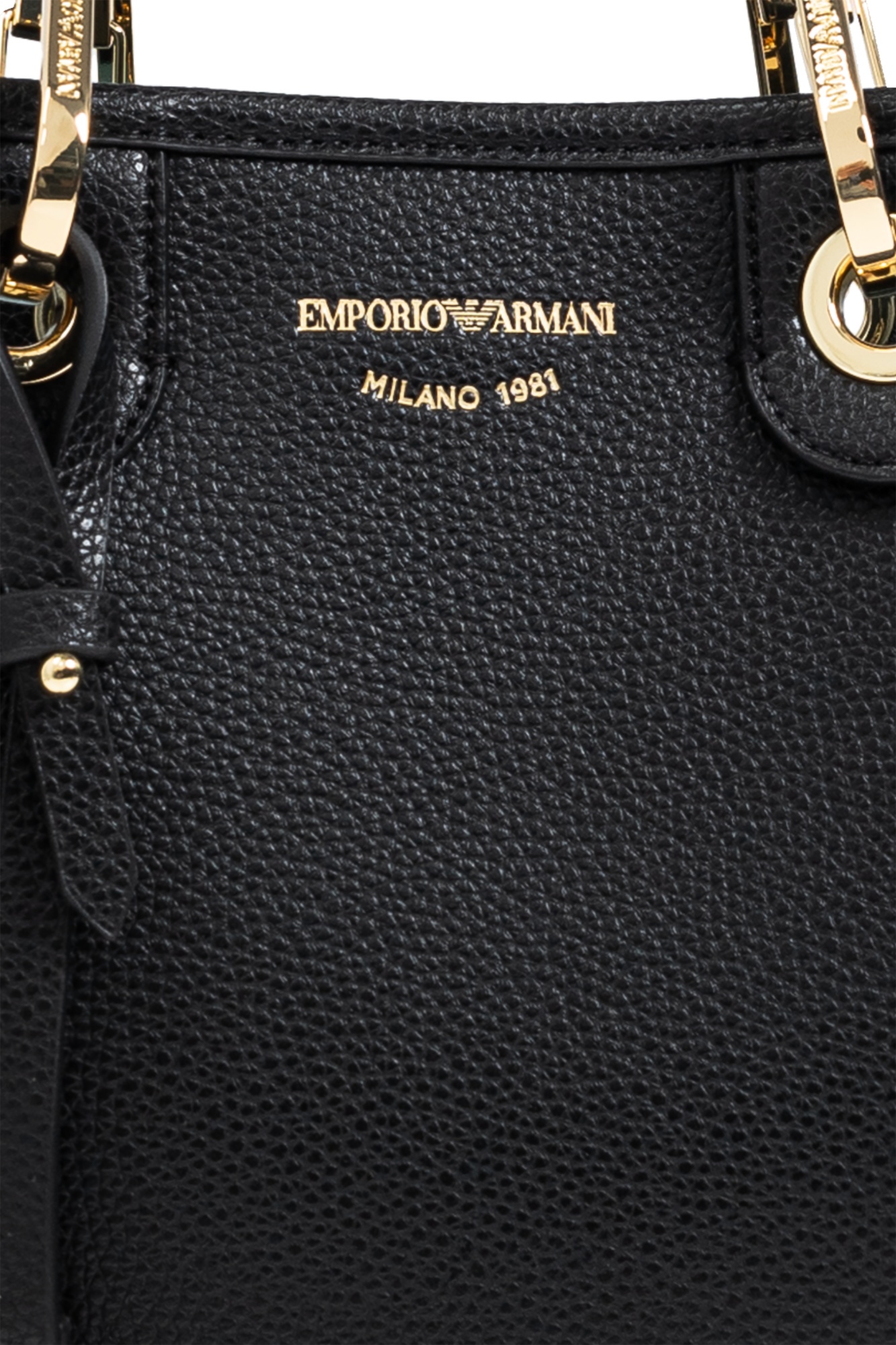 Emporio Armani Logo Hardware Tote With Detachable Strap In Black