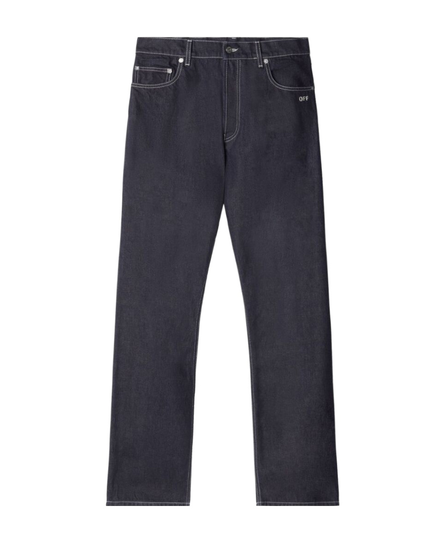Off-white Embroidered-logo Jeans In Black