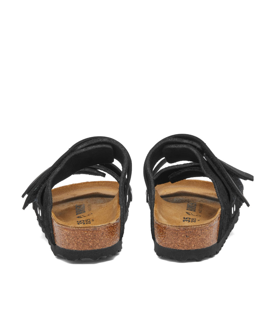 Birkenstock Uji Leather Slides In Black