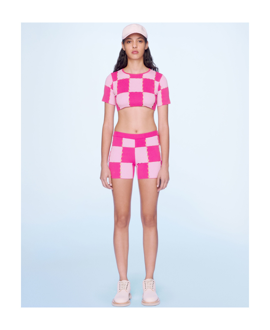 Jacquemus Checkerboard Shorts In Pink