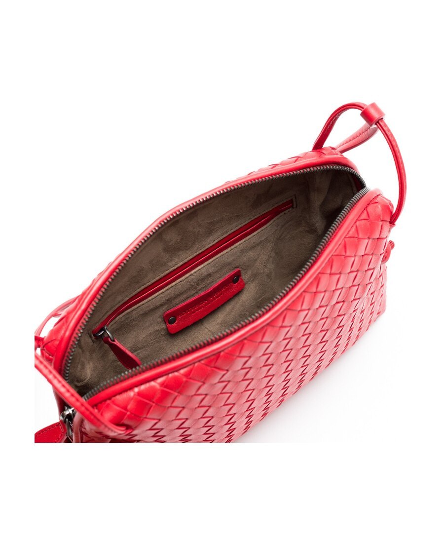 Shop Bottega Veneta Knitted Cross-body Bag In Red
