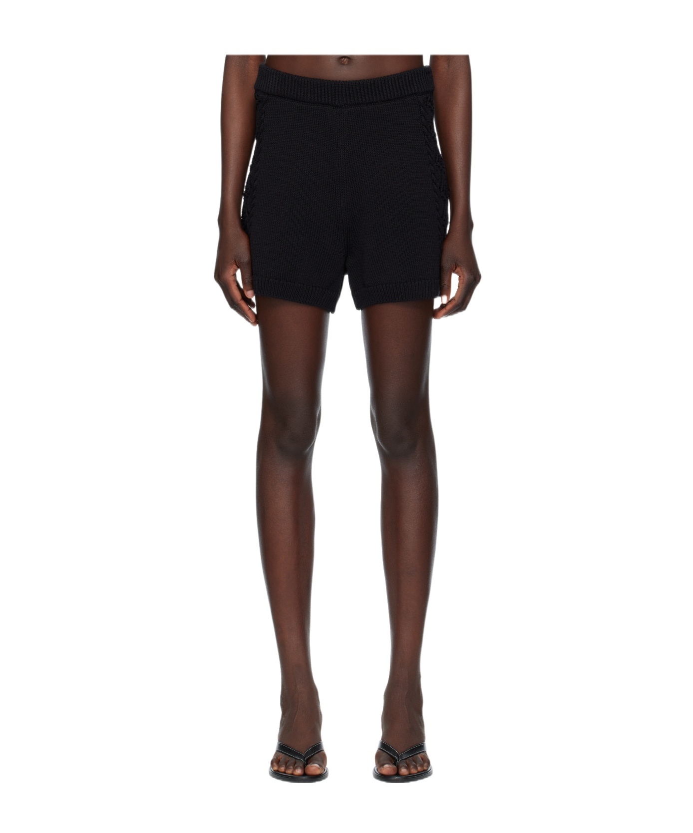 Loulou De Saison Andel Crochet-detail Shorts In Black