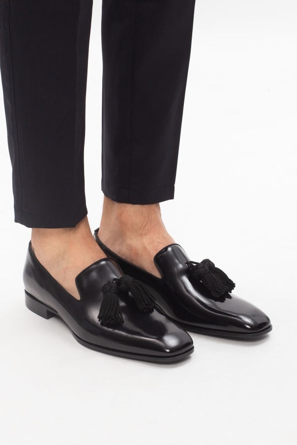Jimmy Choo Foxley Leather Tassel Loafers In Black