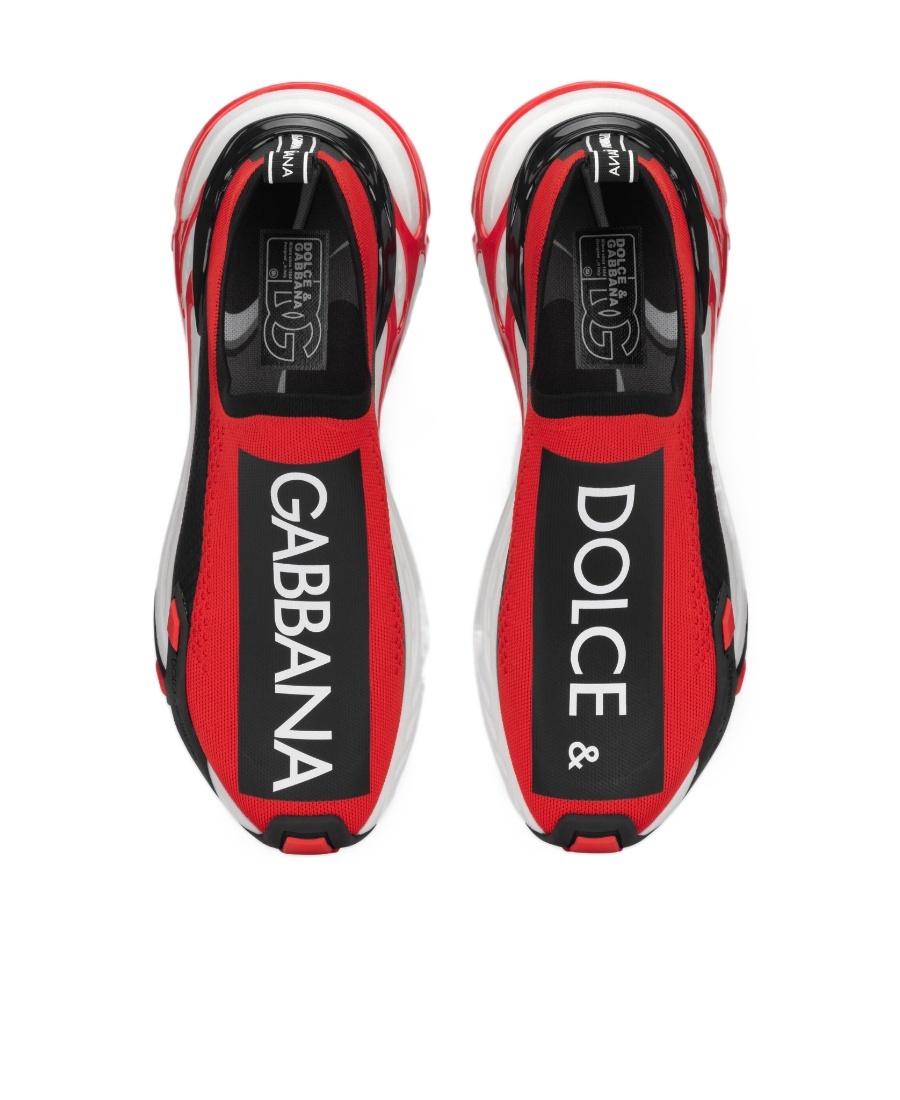 Dolce & Gabbana Sorrento Sneakers In Stretch Mesh With Logo In Multicolor