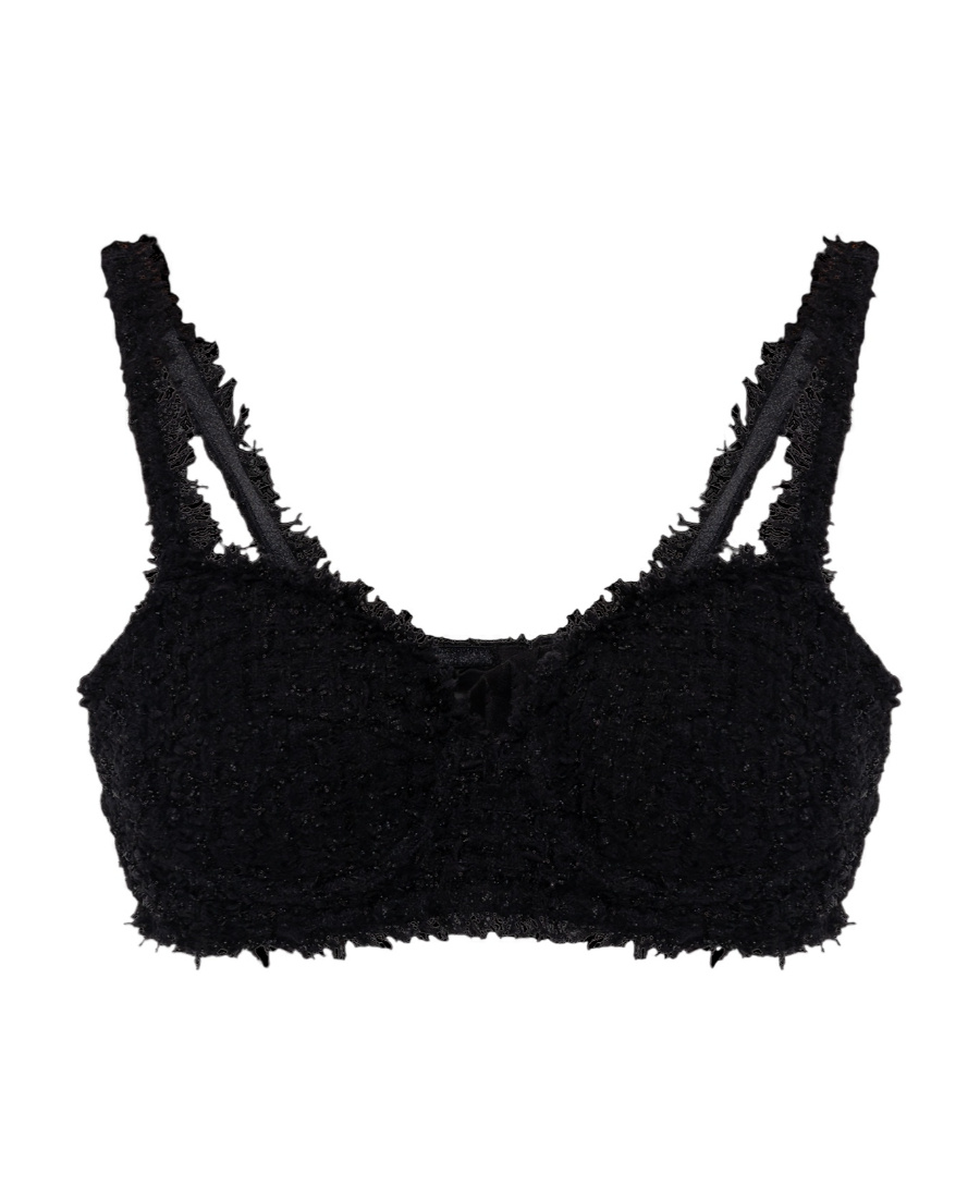 Balenciaga Bustier Tweed Cropped Top In Black