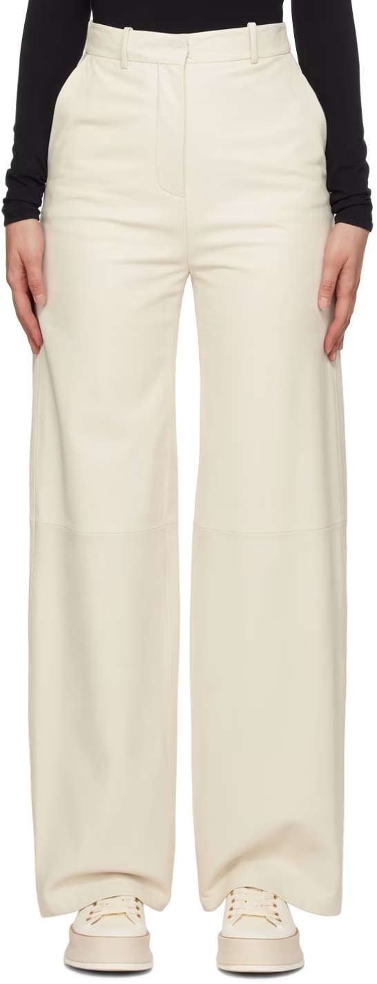 Hugo Boss Off-white Regular-fit Trousers
