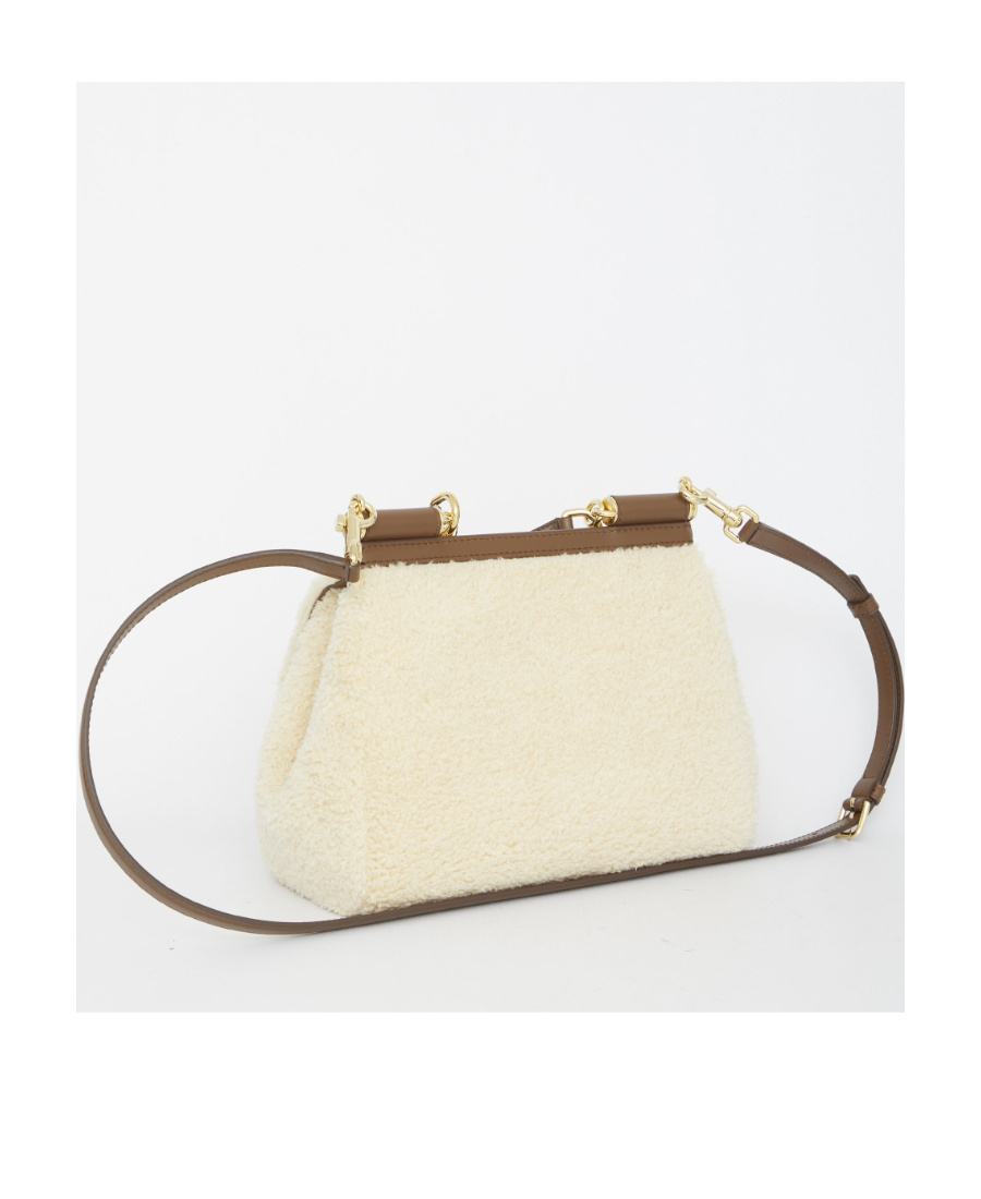 Dolce & Gabbana Medium Sicily Shearling Tote Bag In Nude