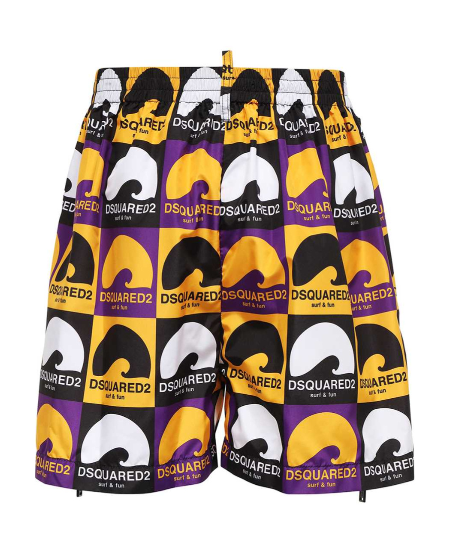 Dsquared2 Printed Techno Fabric Bermuda-shorts In Multicolor