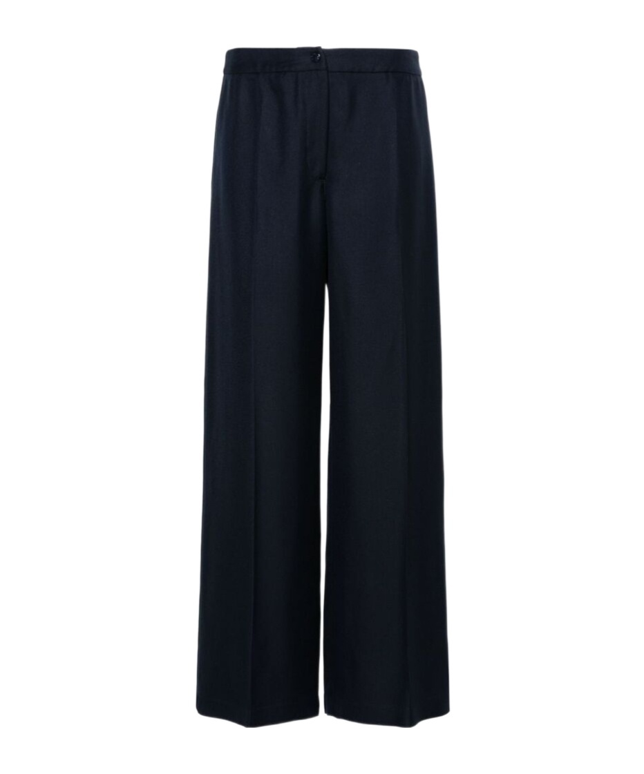 Shop Moncler Twill Palazzo Trousers In Blue