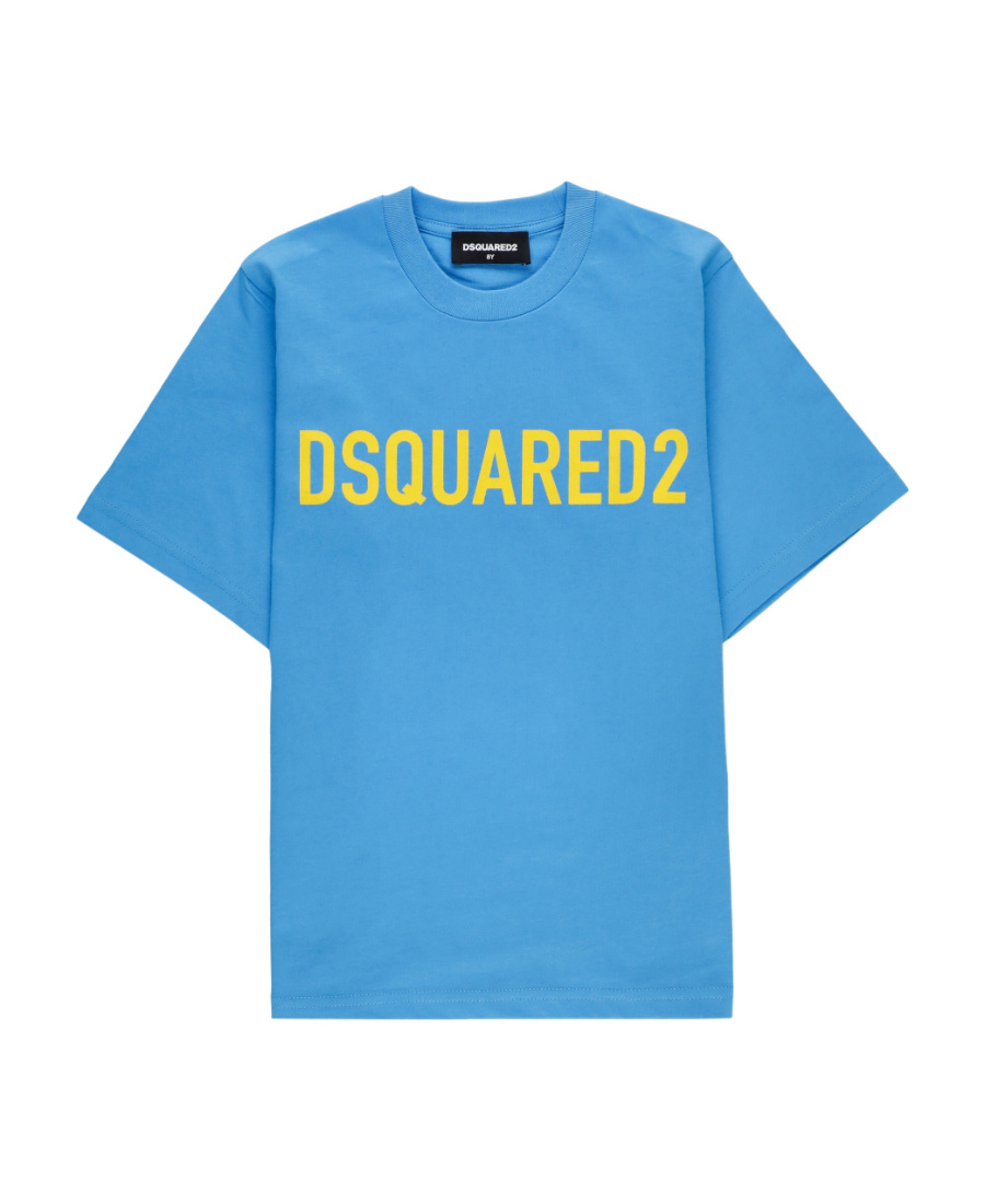 Shop Dsquared2 Kids Logo Printed Crewneck T-shirt In Blue