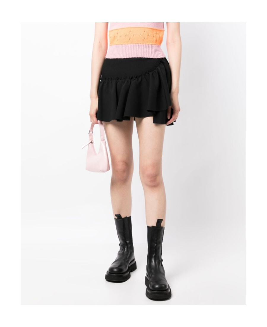 Msgm High-waist Ruffled Mini Skirt In Black