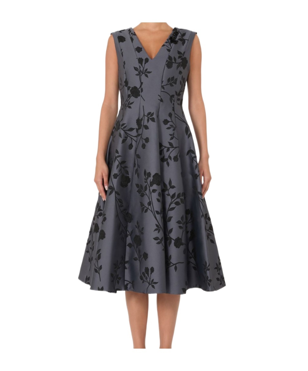 Max Mara Cotton-blend Jacquard Dress In Gray