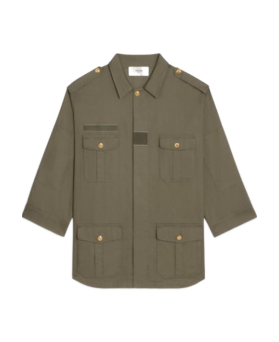 Celine Lapel Long-sleeved Coat In Green