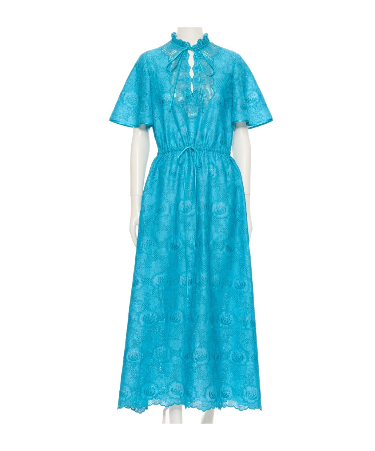 Valentino Laced Maxi Dress In Blue