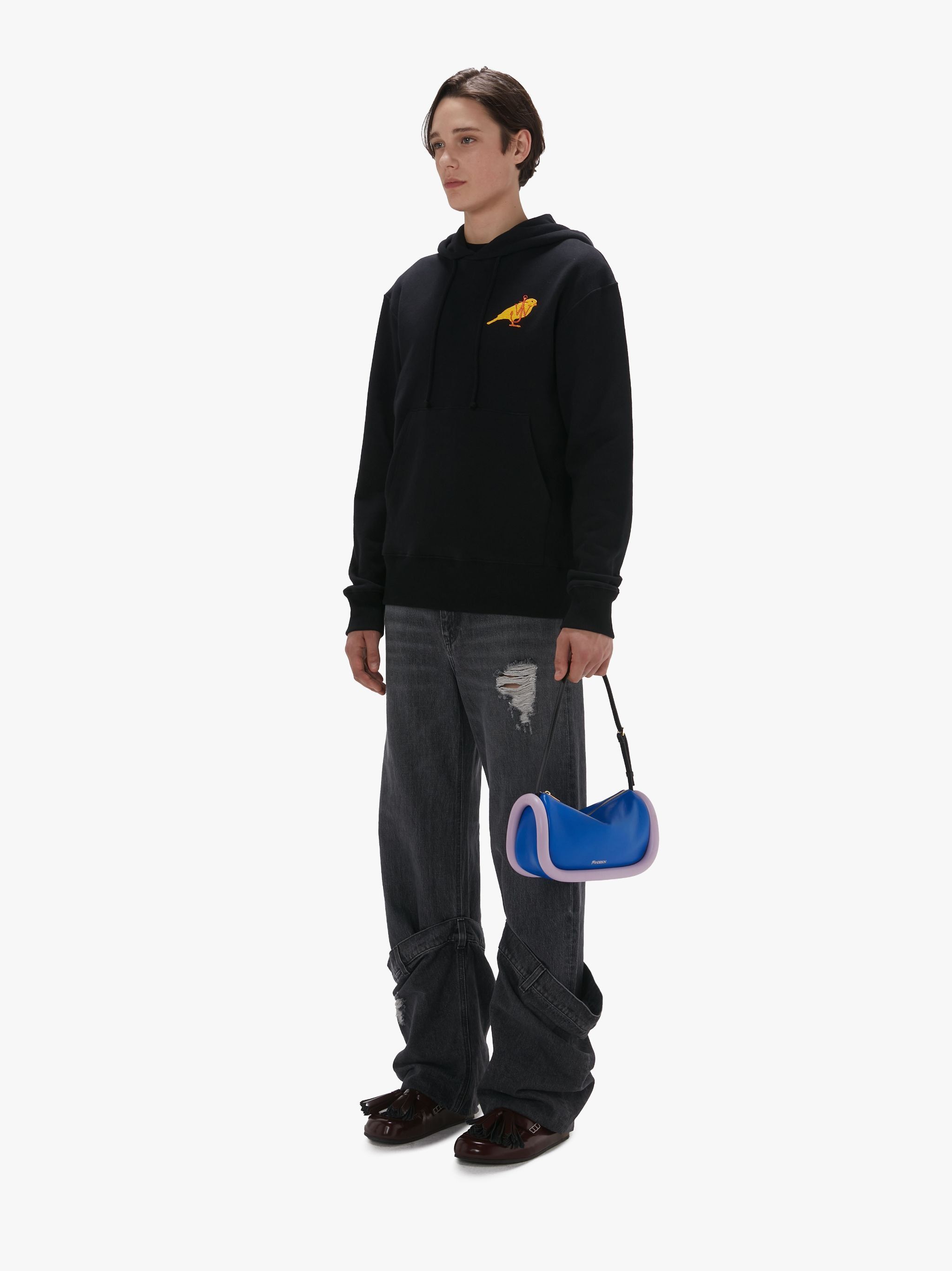 Jw Anderson Canary Cotton Jersey Hoodie In Black