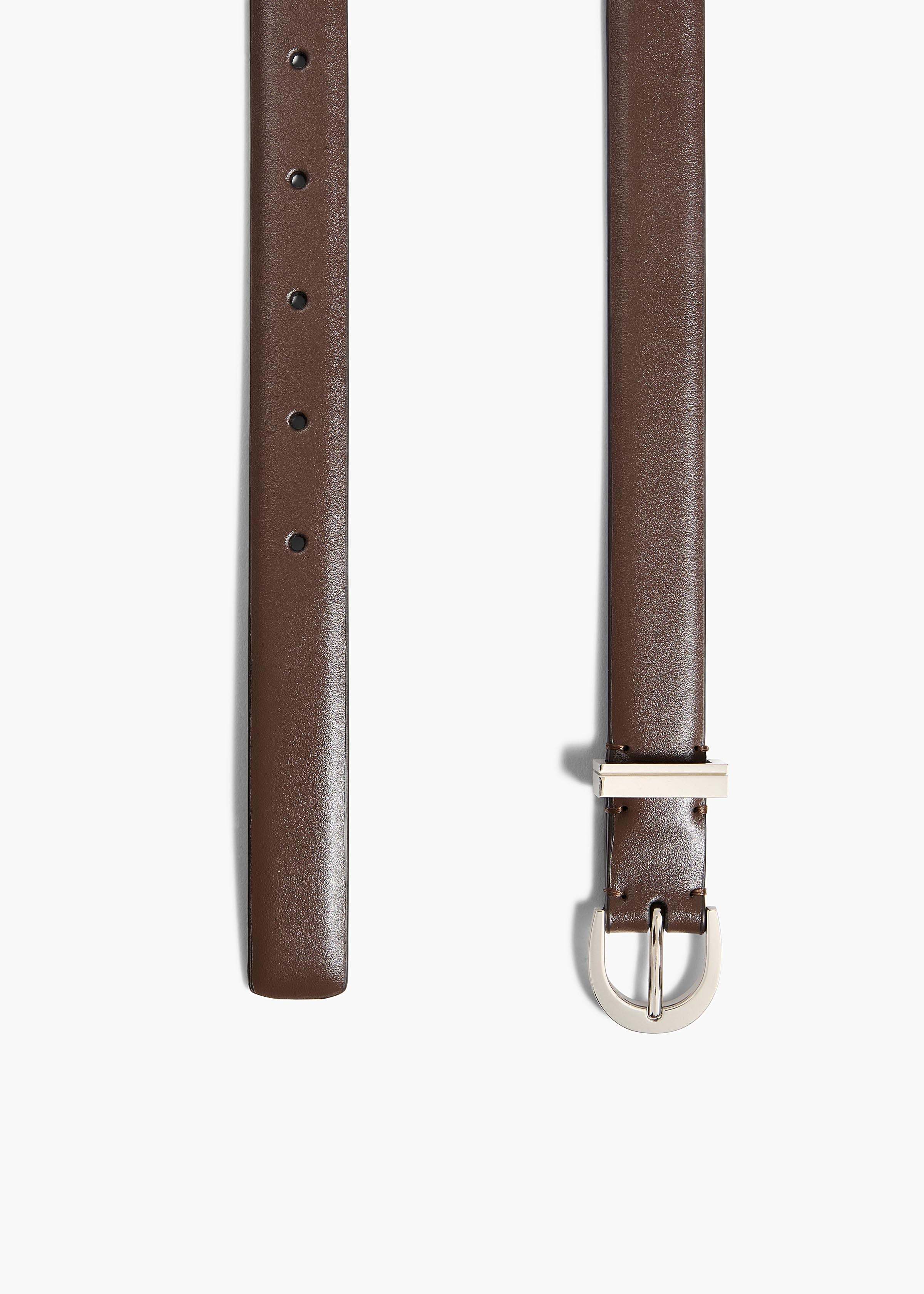Khaite Luna Belt In Umber Leather With Silver In Brown