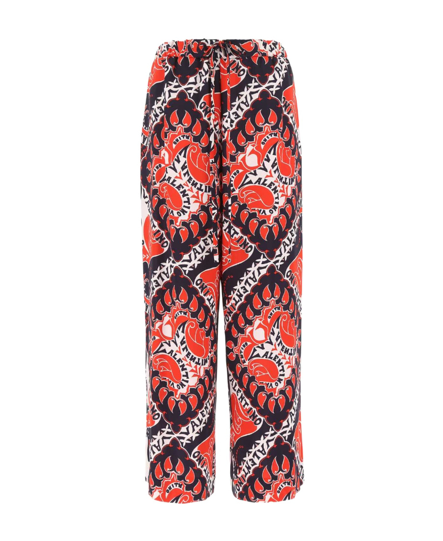 Valentino Comfortable Pants With Geometric Pink And Purple Pattern In Multicolor